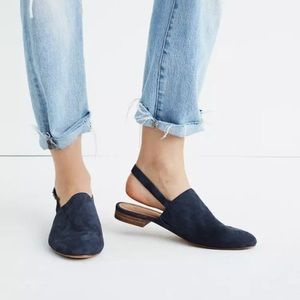 Madewell Blue Suede Callie Mules
